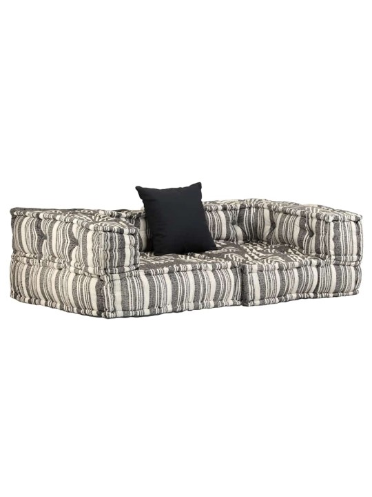 2místný modulární pouf šedý pruhovaný textil
