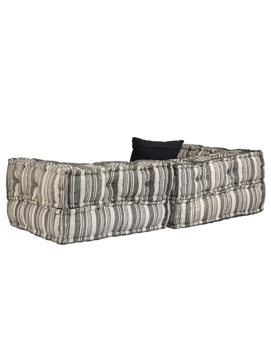 2místný modulární pouf šedý pruhovaný textil