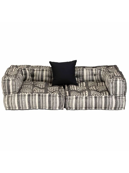 2místný modulární pouf šedý pruhovaný textil