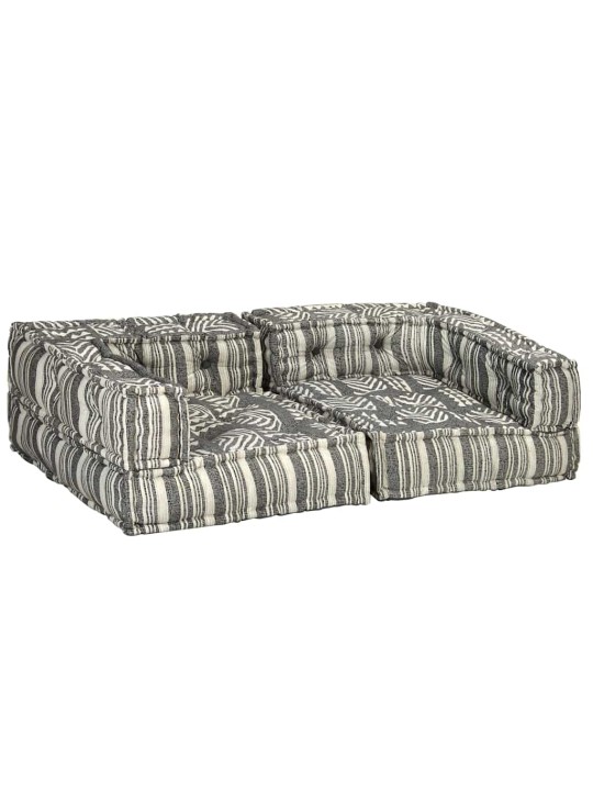 2místný modulární pouf šedý pruhovaný textil