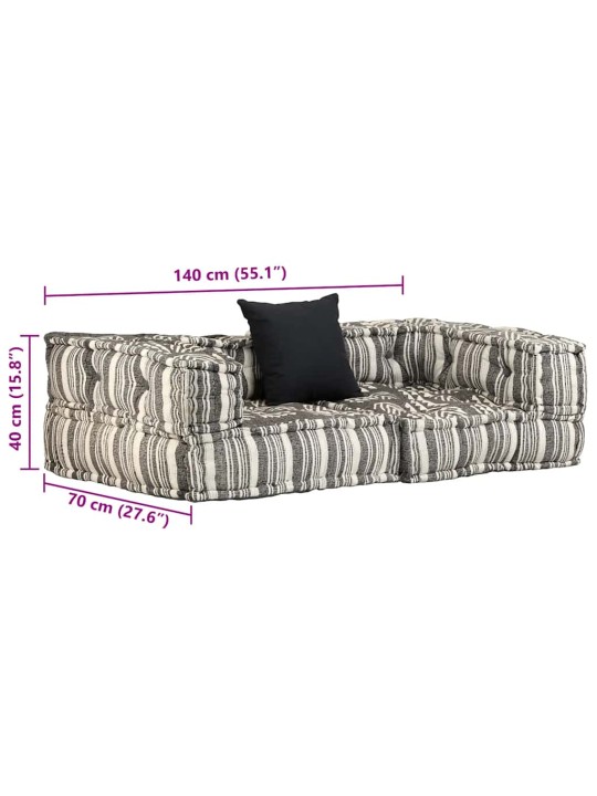 2místný modulární pouf šedý pruhovaný textil