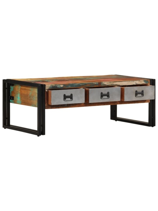Konferenční stolek se 3 zásuvkami recyklované dřevo 100x50x35cm