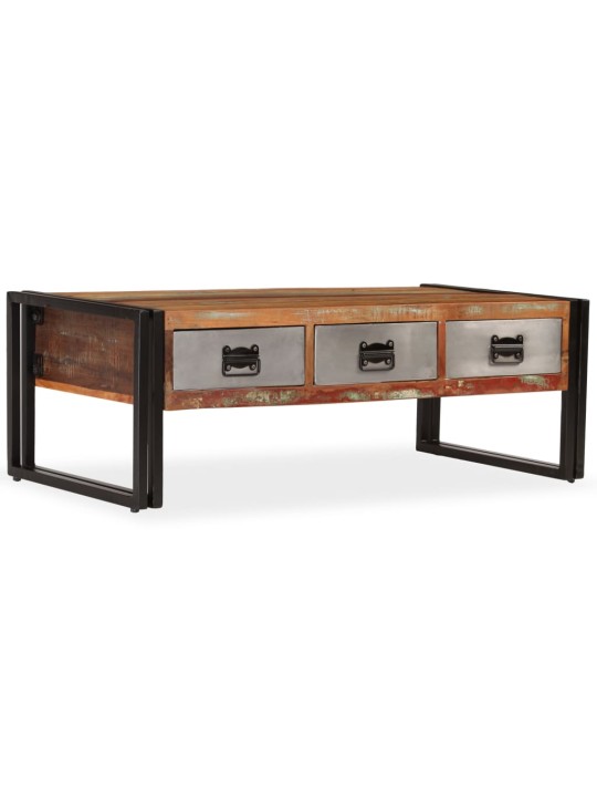 Konferenční stolek se 3 zásuvkami recyklované dřevo 100x50x35cm