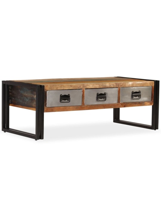 Konferenční stolek se 3 zásuvkami recyklované dřevo 100x50x35cm