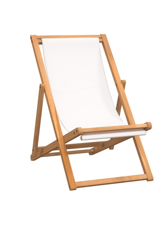 Kempingová židle teak 56 x 105 x 96 cm krémová