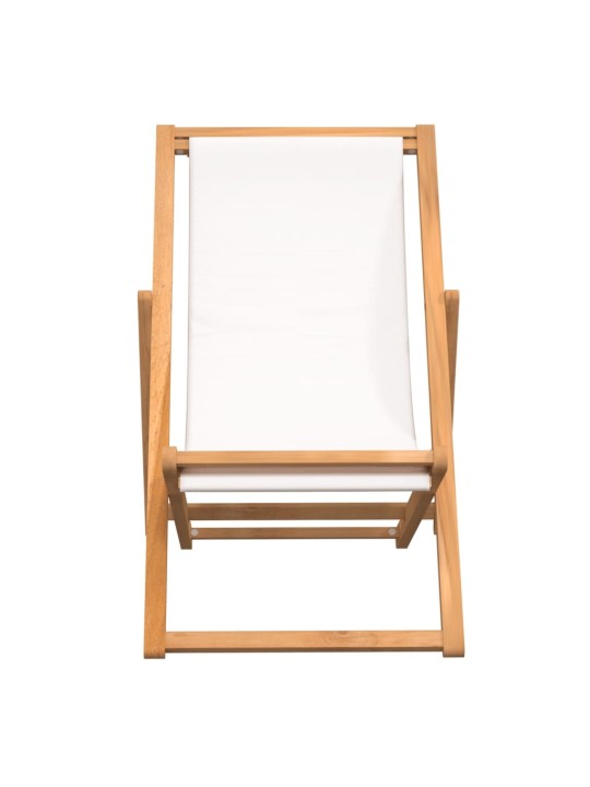 Kempingová židle teak 56 x 105 x 96 cm krémová