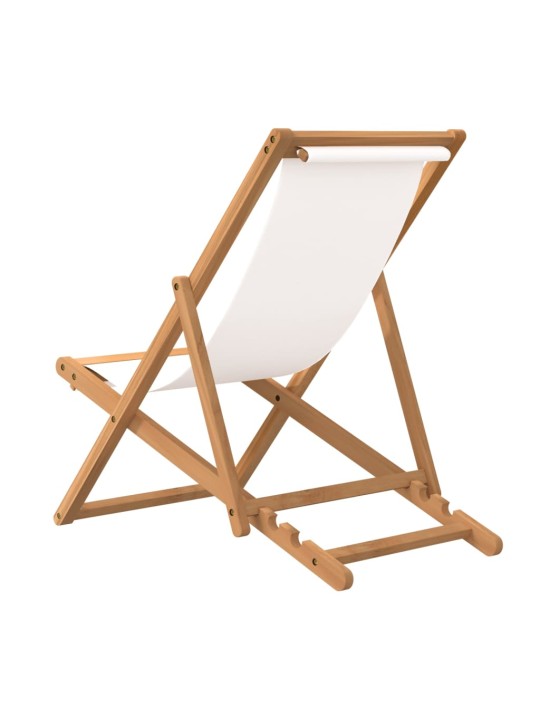 Kempingová židle teak 56 x 105 x 96 cm krémová