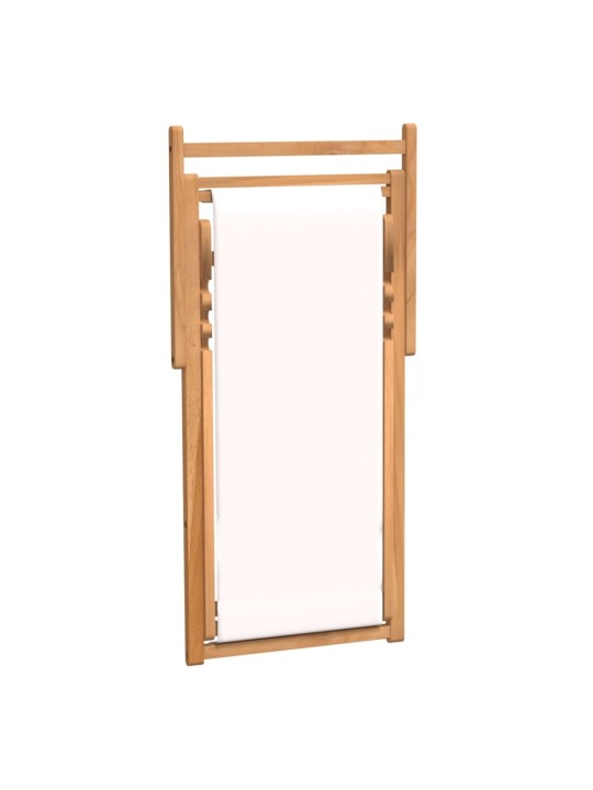 Kempingová židle teak 56 x 105 x 96 cm krémová