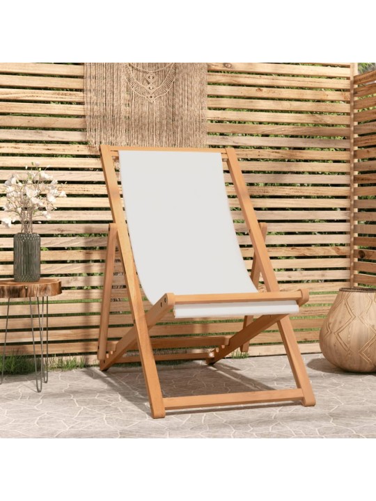Kempingová židle teak 56 x 105 x 96 cm krémová
