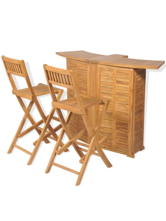 3dílný bistro set se skládacími židlemi masivní teakové dřevo