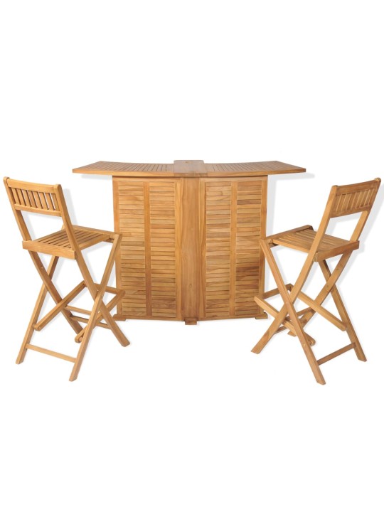 3dílný bistro set se skládacími židlemi masivní teakové dřevo
