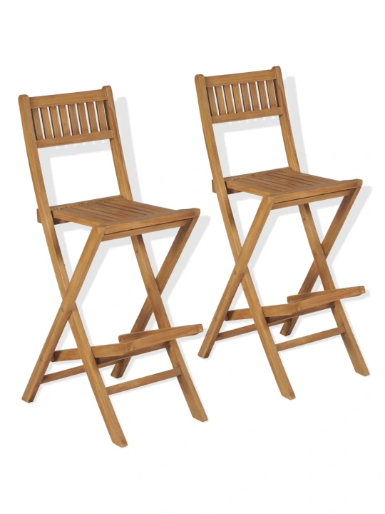 Skládací zahradní barové stoličky 2 ks masivní teak