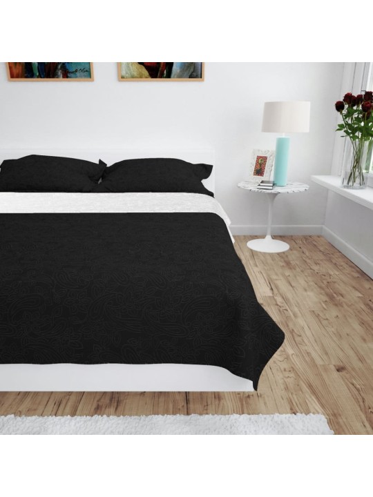 Oboustranný prošívaný přehoz na postel 170x210 cm černo-bílý