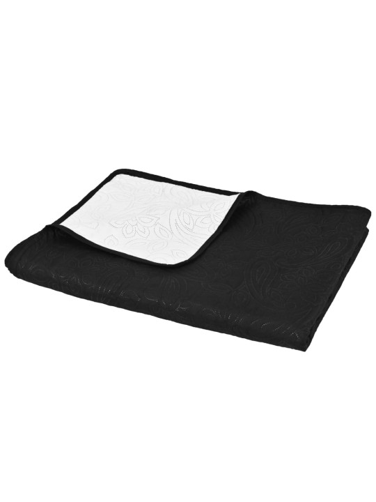Oboustranný prošívaný přehoz na postel 230x260 cm černo-bílý