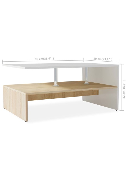Konferenční stolek kompozitní dřevo 90 x 59 x 42 cm dub a bílý