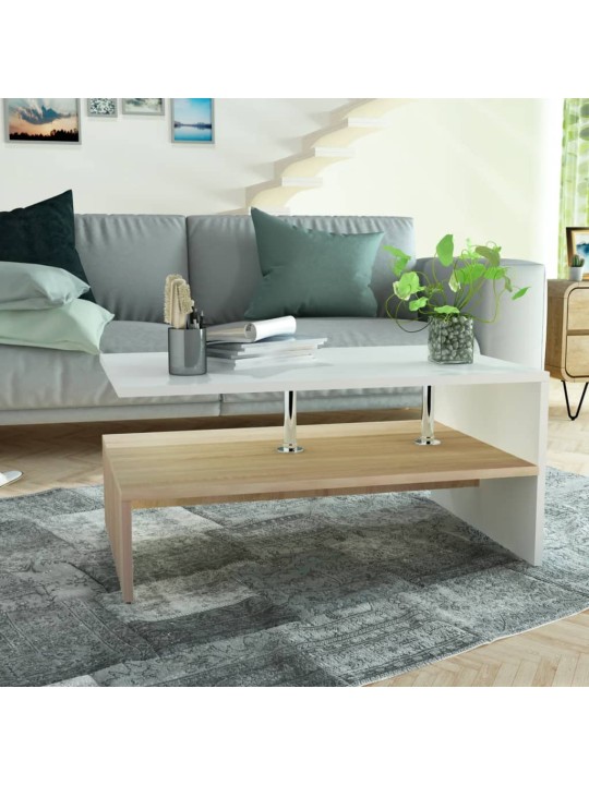Konferenční stolek kompozitní dřevo 90 x 59 x 42 cm dub a bílý