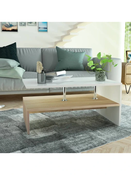 Konferenční stolek kompozitní dřevo 90 x 59 x 42 cm dub a bílý