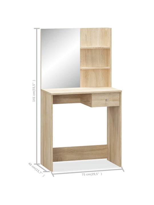 Toaletní stolek kompozitní dřevo 75 x 40 x 141 cm dub