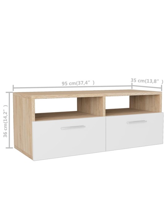 TV stolek kompozitní dřevo 95 x 35 x 36 cm dub a bílý