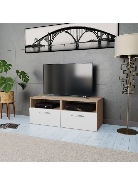 TV stolek kompozitní dřevo 95 x 35 x 36 cm dub a bílý