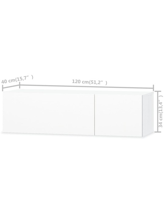 TV stolek kompozitní dřevo 120x40x34 cm bílý s vysokým leskem