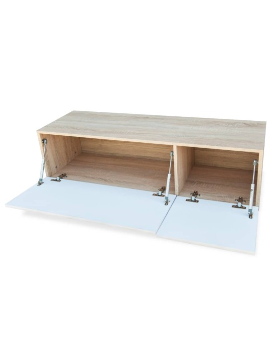 TV stolek kompozitní dřevo 120x40x34 cm bílý vysoký lesk a dub
