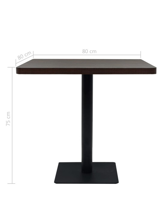 Bistro stůl MDF a ocel čtvercový 80 x 80 x 75 cm