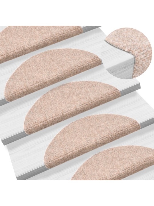 Samolepící nášlapy na schody 15 ks vpichované 56x17x3cm krémová