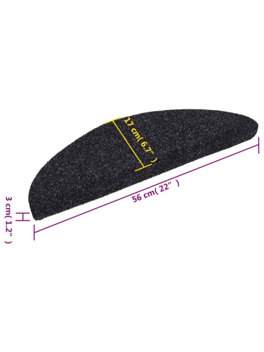 Samolepící nášlapy na schody 15 ks vpichované 56x17x3 cm černé