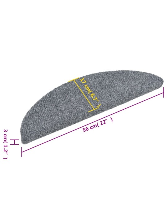 Samolepící nášlapy na schody 15ks vpichované 56x17x3cm sv. šedé