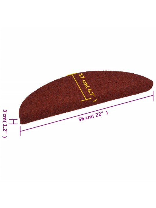 Samolepící nášlapy na schody 15 ks vpichované 56x17x3cm červené
