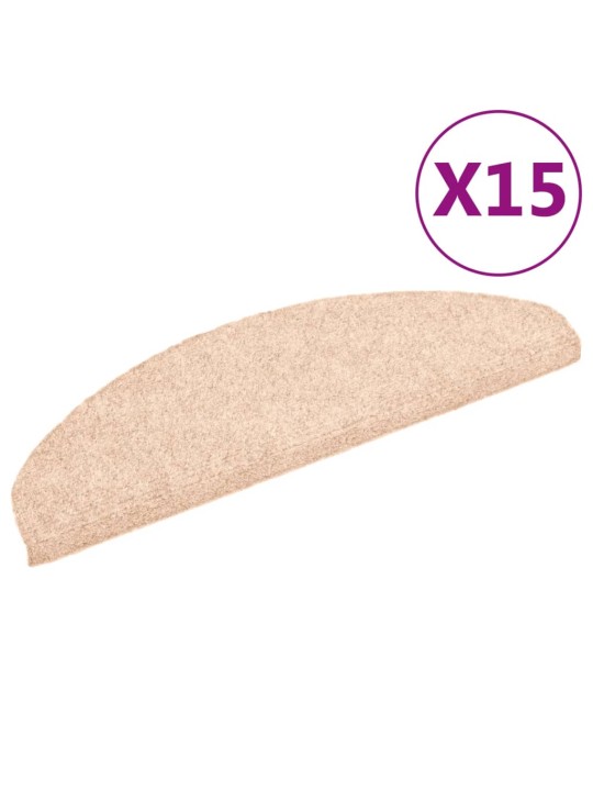 Samolepící nášlapy na schody 15 ks vpichované 65x21x4cm krémová