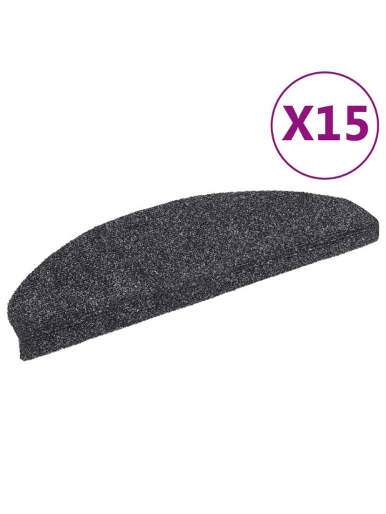 Samolepící nášlapy na schody 15ks vpichované 65x21x4cm tm. šedé