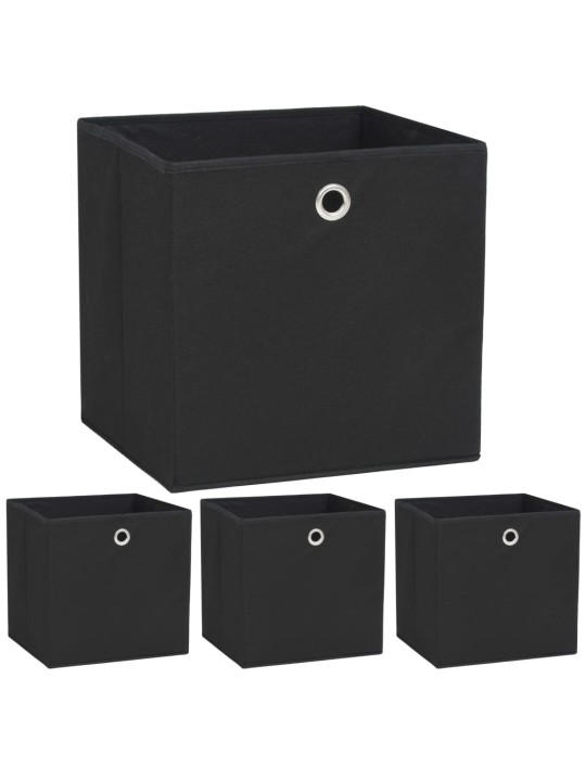 Úložné boxy 4 ks netkaná textilie 32 x 32 x 32 cm černé