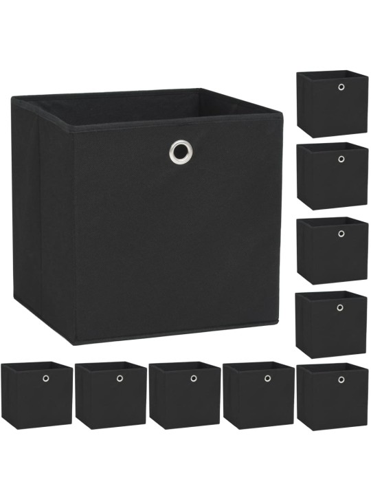 Úložné boxy 10 ks netkaná textilie 32 x 32 x 32 cm černé