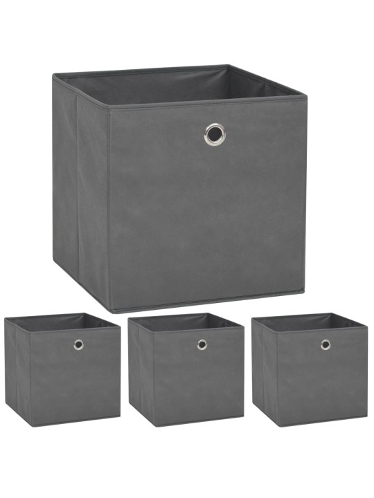 Úložné boxy 4 ks netkaná textilie 32 x 32 x 32 cm šedé