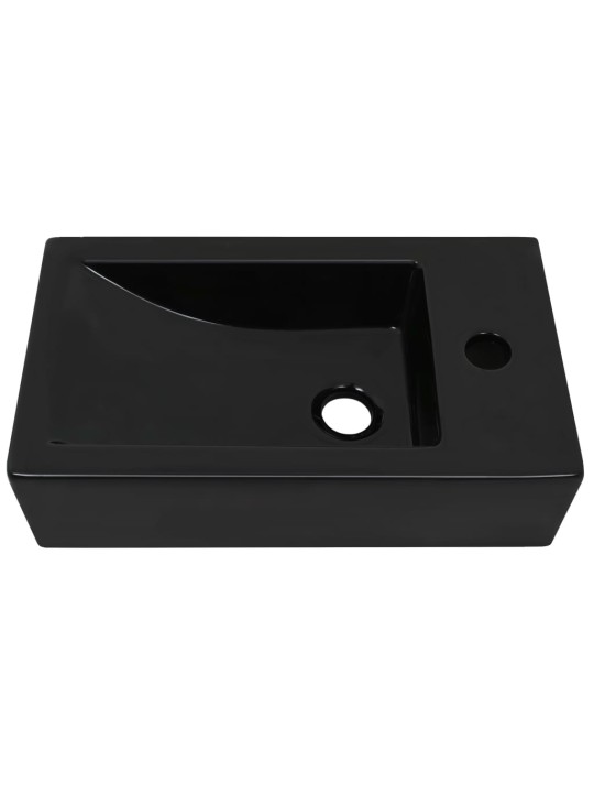 Umyvadlo otvor na baterii obdélník keramika černé 46x25,5x12 cm