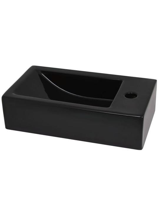 Umyvadlo otvor na baterii obdélník keramika černé 46x25,5x12 cm