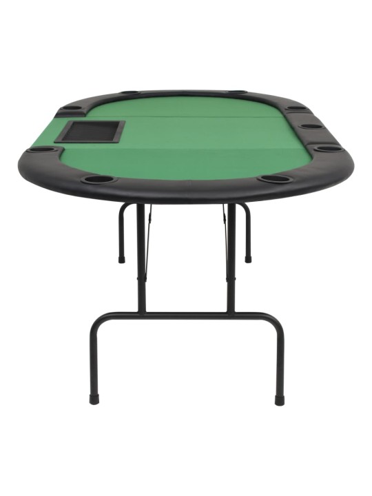 Skládací pokerový stůl pro 9 hráčů 3 díly oválný zelený