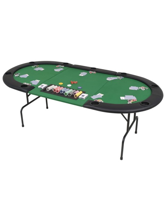 Skládací pokerový stůl pro 9 hráčů 3 díly oválný zelený
