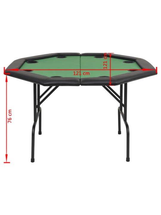 Skládací pokerový stůl pro 8 hráčů 2 díly osmihranný zelený