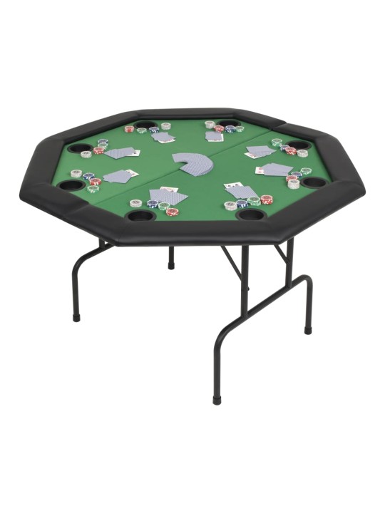 Skládací pokerový stůl pro 8 hráčů 2 díly osmihranný zelený