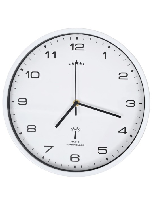 Rádiem řízené nástěnné hodiny se strojkem quartz 31 cm bílé