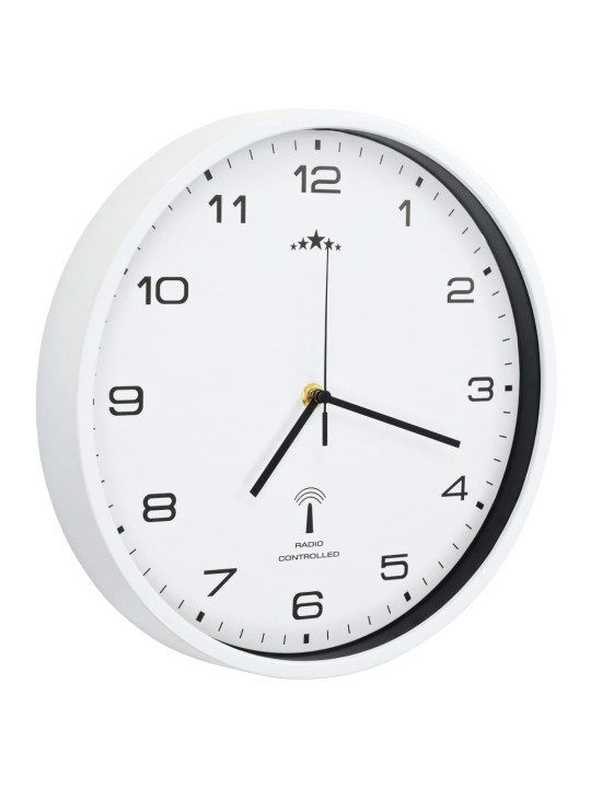 Rádiem řízené nástěnné hodiny se strojkem quartz 31 cm bílé