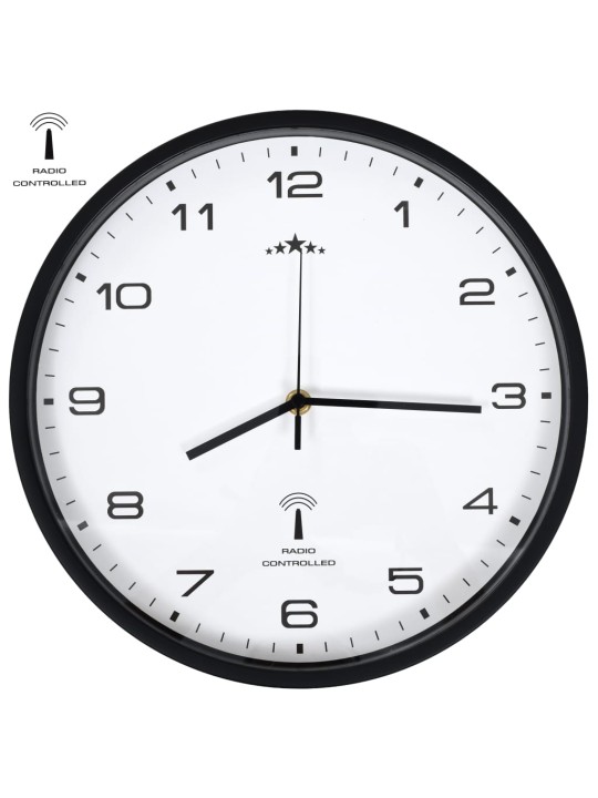 Rádiem řízené nástěnné hodiny quartz 31 cm bíločerné