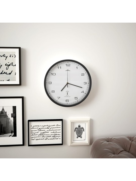 Rádiem řízené nástěnné hodiny quartz 31 cm bíločerné