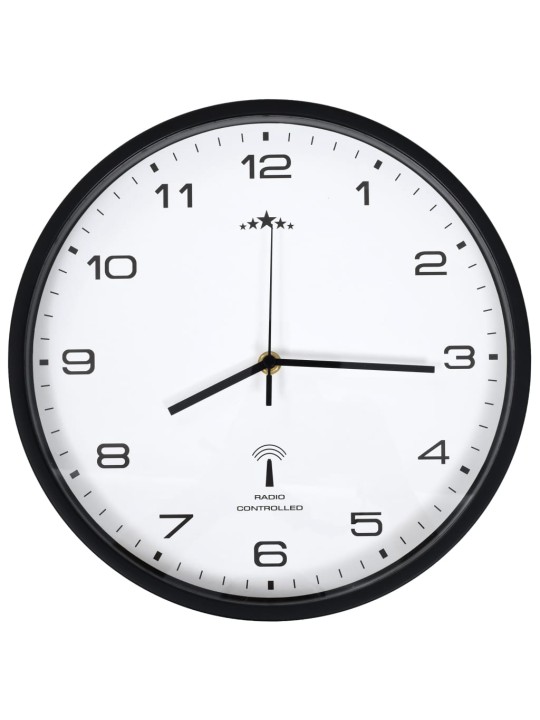 Rádiem řízené nástěnné hodiny quartz 31 cm bíločerné