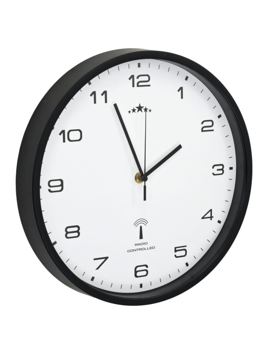 Rádiem řízené nástěnné hodiny quartz 31 cm bíločerné
