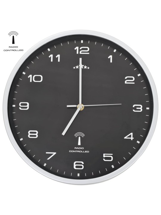 Rádiem řízené nástěnné hodiny se strojkem quartz 31 cm černé