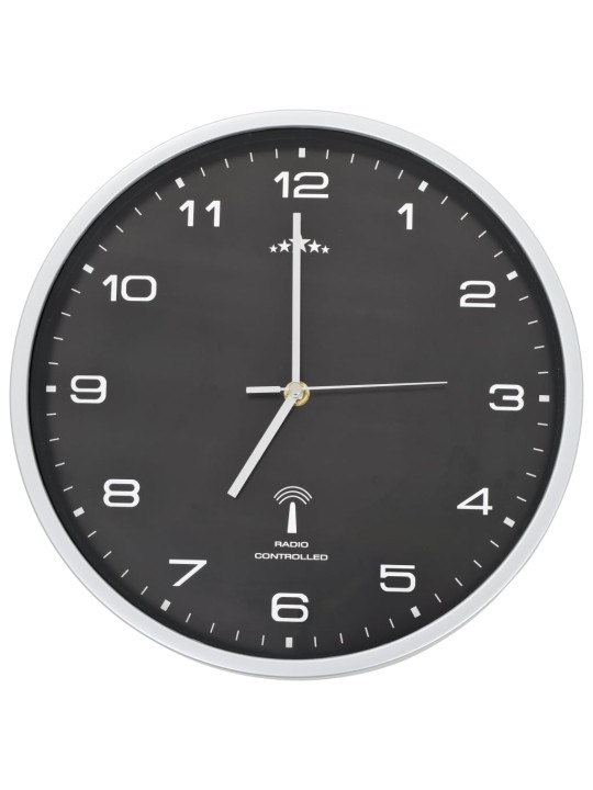 Rádiem řízené nástěnné hodiny se strojkem quartz 31 cm černé